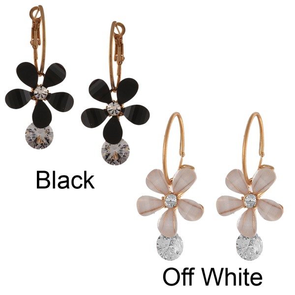 American Diamond Floral Drop Earrings 1027