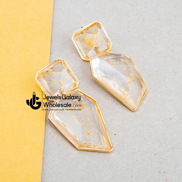 Jewels Wholesale GP Geometric Crystal Drop Earrings