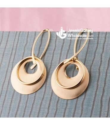 Jewels Galaxy Gold-Plated Handcrafted Circular Drop Earrings