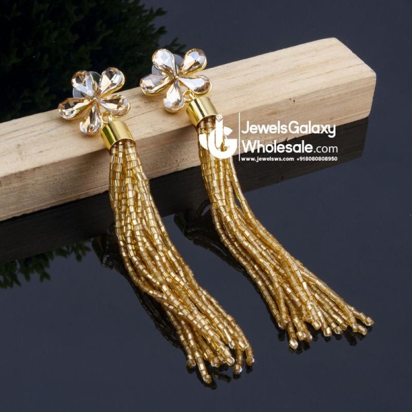 Gold-Plated Handcrafted Contemporary Drop Earrings