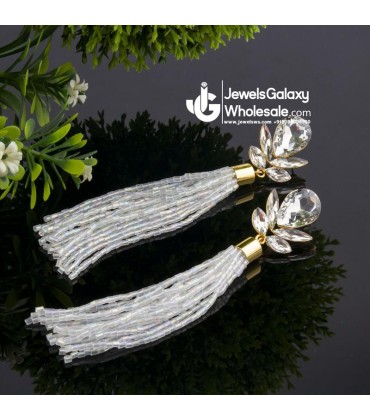 White Gold-Plated Contemporary Handcrafted Drop Earrings