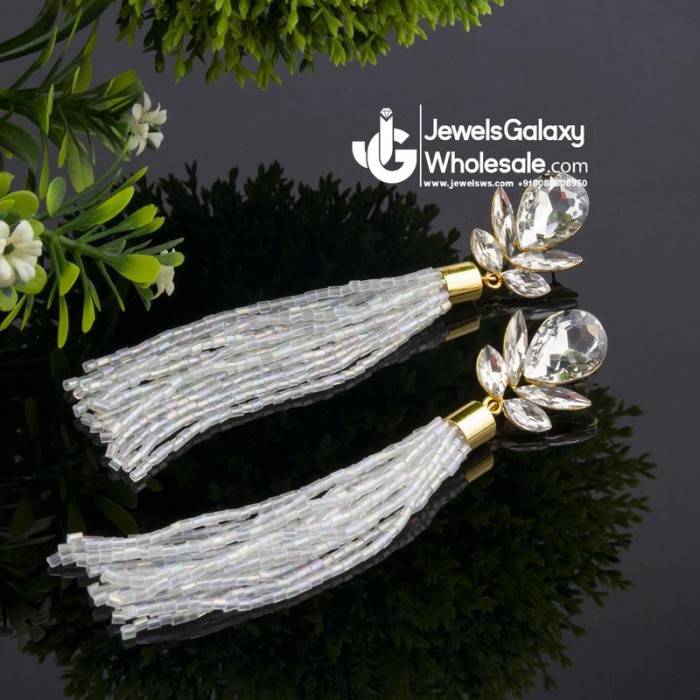 White Gold-Plated Contemporary Handcrafted Drop Earrings