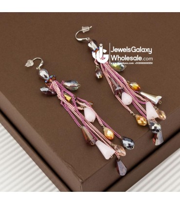 Pink Silver Plated Handcrafted Contemporary Drop Earrings