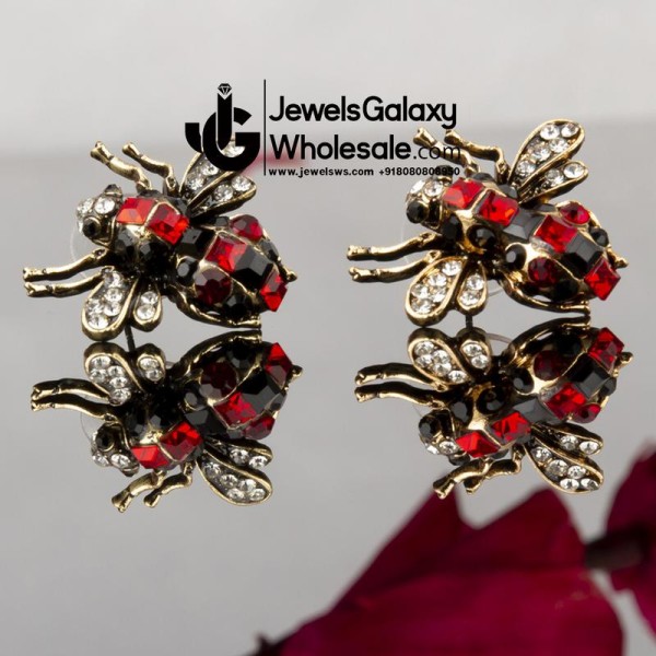 Jewels Wholesale Red Bee inspired GP American Diamond Earrings