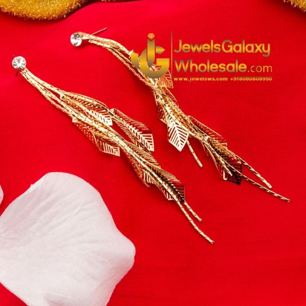 Gold Plated Contemporary Drop Earrings