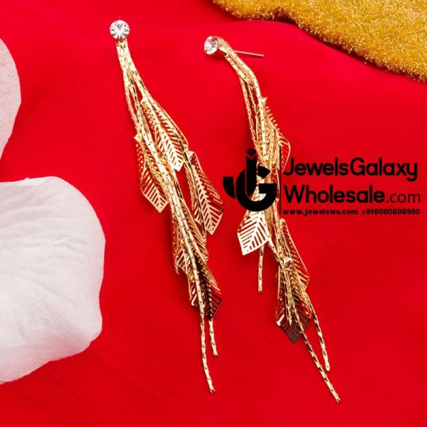 Gold Plated Contemporary Drop Earrings