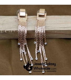 Rose Gold Plated Shiny Chain Tassel Earrings 9553