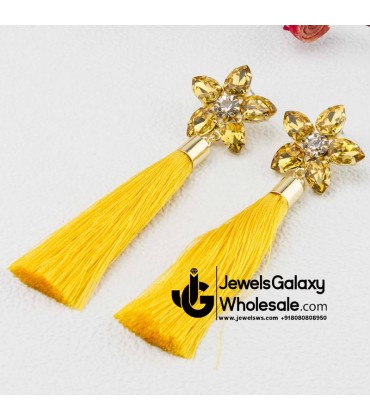 Gold Plated Yellow Star Tassel Earrings