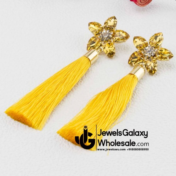 Gold Plated Yellow Star Tassel Earrings