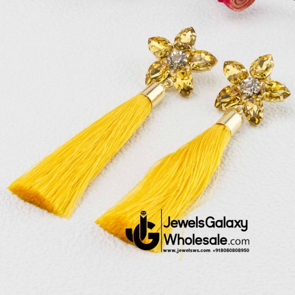 Gold Plated Yellow Star Tassel Earrings