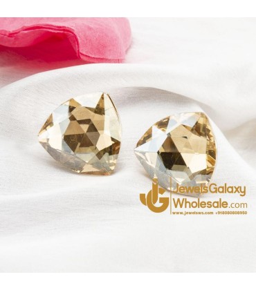 Gold-Plated Beige Oversized Studs