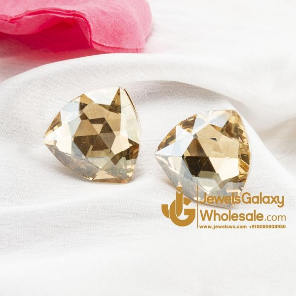 Gold-Plated Beige Oversized Studs