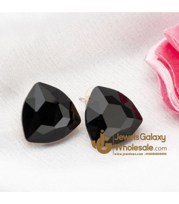 Black Gold-Plated Triangular Studs