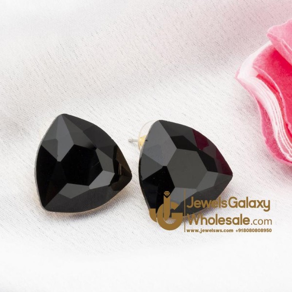 Black Gold-Plated Triangular Studs