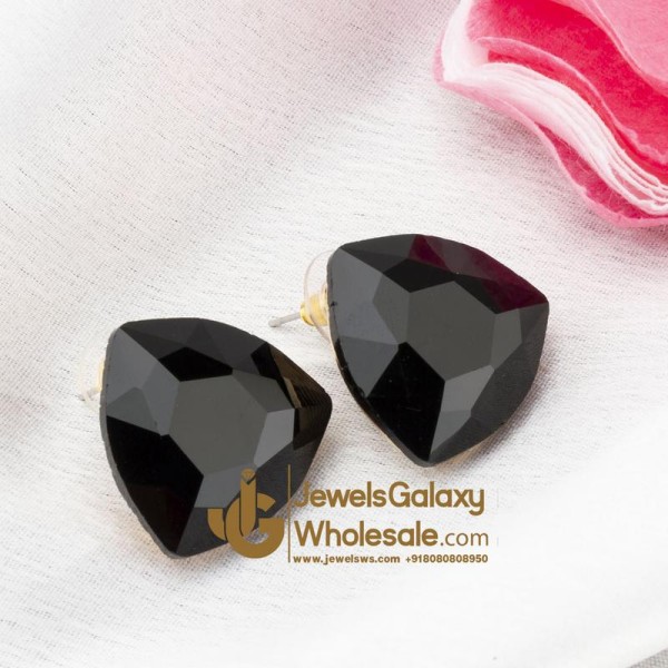 Black Gold-Plated Triangular Studs