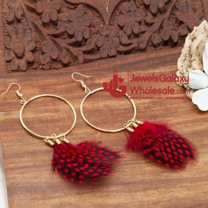 Red Gold-Plated Circular Drop Earrings