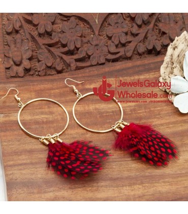 Red Gold-Plated Circular Drop Earrings