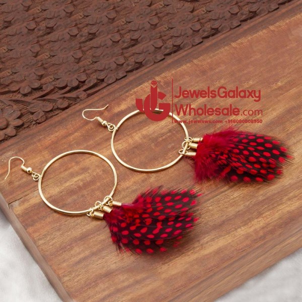 Red Gold-Plated Circular Drop Earrings