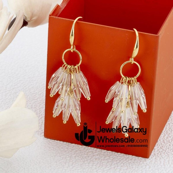 Gold Plated Translucent Beads Contemporary Earrings