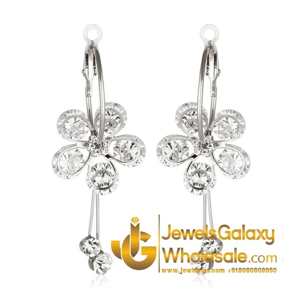 Floral Platinum Plated Crystal Earrings 1517