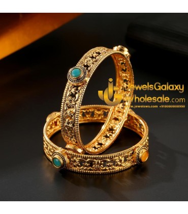 Guaranteed Gold Plated Ruby Green Traditional Bangles