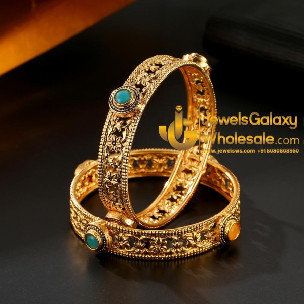 Guaranteed Gold Plated Ruby Green Traditional Bangles