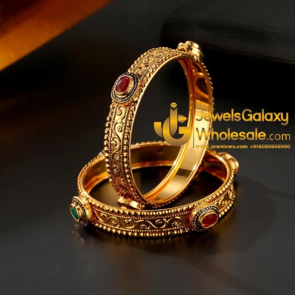 Guaranteed Gold Plated Ruby Green Traditional Bangles