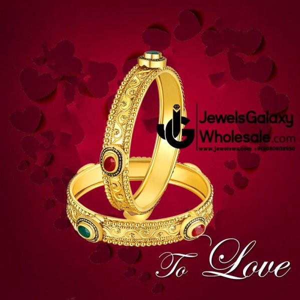 Guaranteed Gold Plated Ruby Green Traditional Bangles