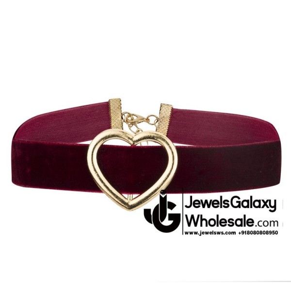 Copper Plated Maroon Heart Choker Necklace