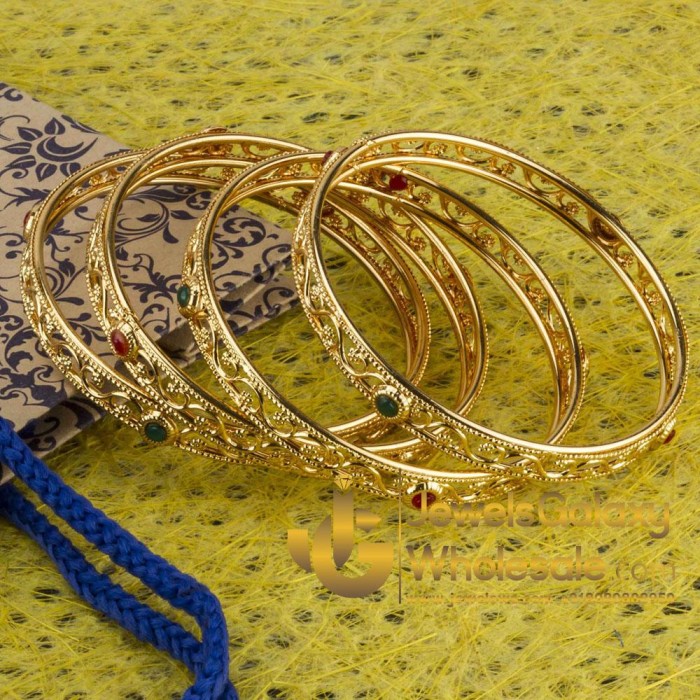 Guaranteed Gold Plated Traditional Ruby Green Bangles 12188