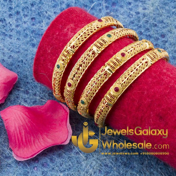 1 Gram Gold Plated Traditional Bangles 12202
