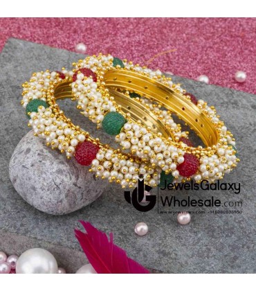 1 Gram Gold Plated Multicolour Pearl Bangles 12217