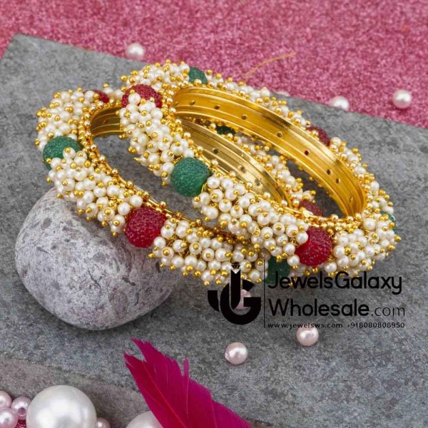 1 Gram Gold Plated Multicolour Pearl Bangles 12217