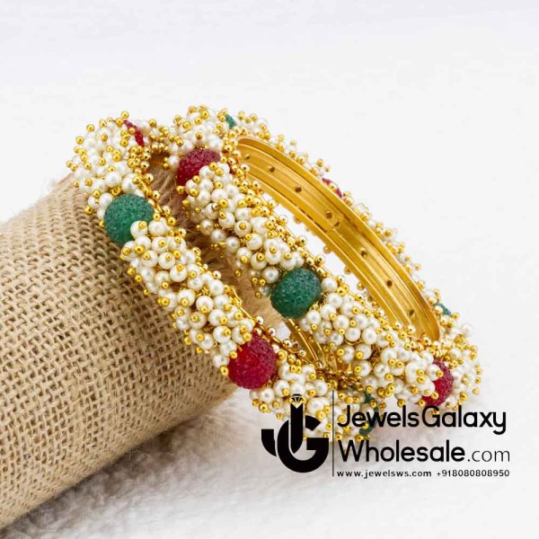 1 Gram Gold Plated Multicolour Pearl Bangles 12217