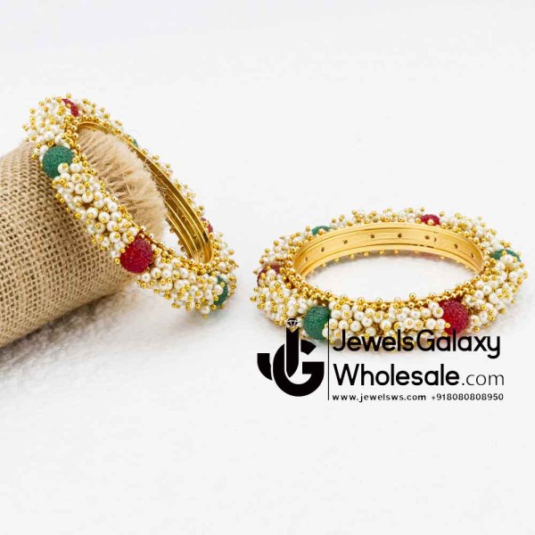 1 Gram Gold Plated Multicolour Pearl Bangles 12217