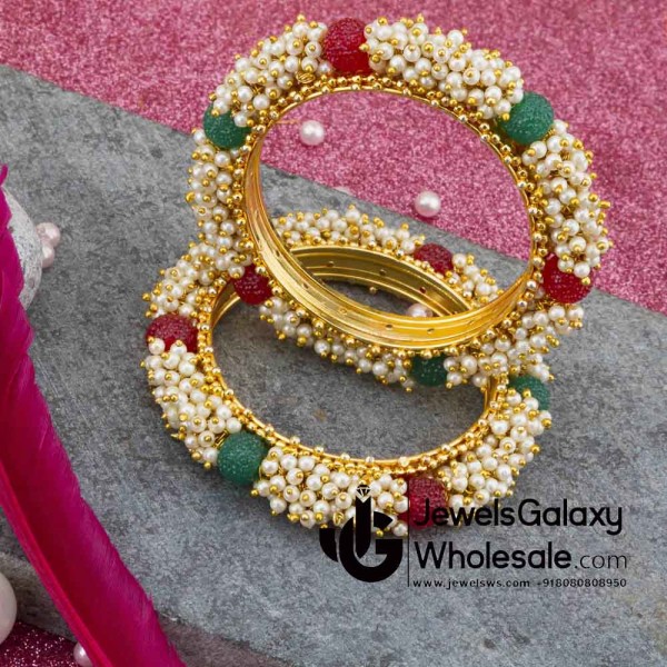 1 Gram Gold Plated Multicolour Pearl Bangles 12217