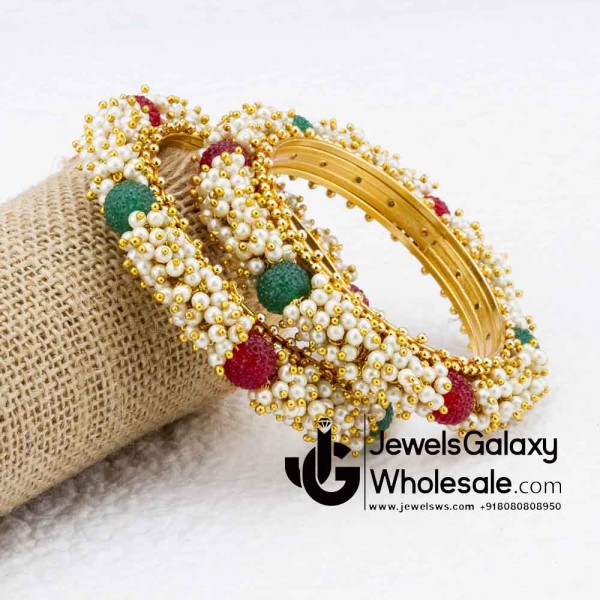 1 Gram Gold Plated Multicolour Pearl Bangles 12217