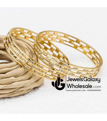 Guaranteed Gold Plated American Diamond Bangle Set 12222