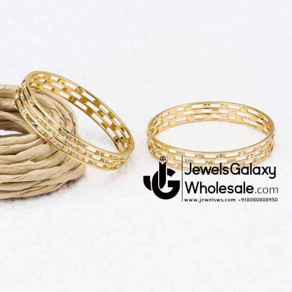 Guaranteed Gold Plated American Diamond Bangle Set 12222