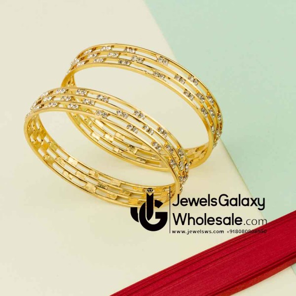 Guaranteed Gold Plated American Diamond Bangle Set 12222