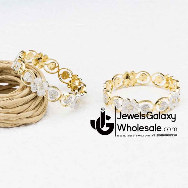 Guaranteed Gold Plated American Diamond Contemporary Bangles 12228