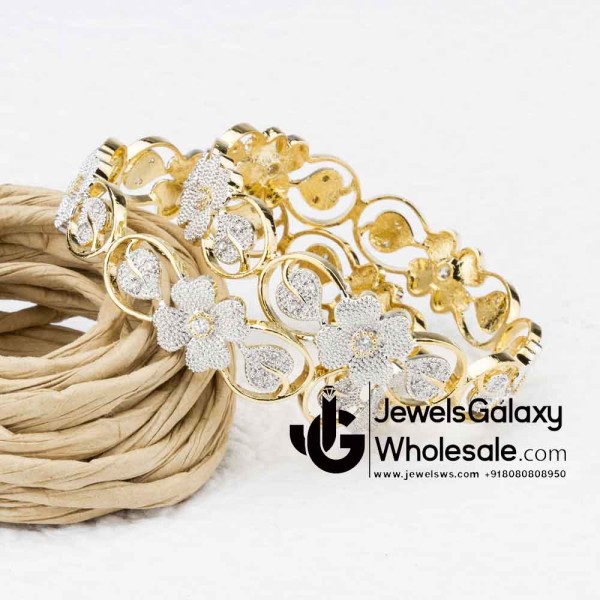 Guaranteed Gold Plated American Diamond Contemporary Bangles 12228