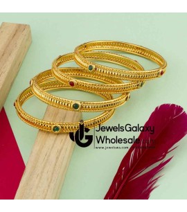 Guaranteed Gold Plated Ruby Green Traditional Bangles 12237