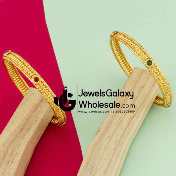 Guaranteed Gold Plated Ruby Green Bangle Set 12265