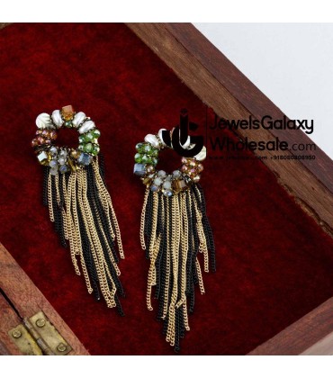 Onyx Multicolour Chain Drop Earrings 12516