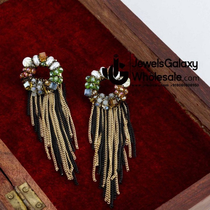 Onyx Multicolour Chain Drop Earrings 12516