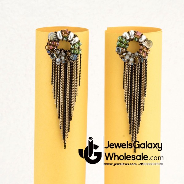 Onyx Multicolour Chain Drop Earrings 12516