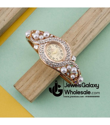 Rose Gold Plated American Diamond Handcrafted Bracelet