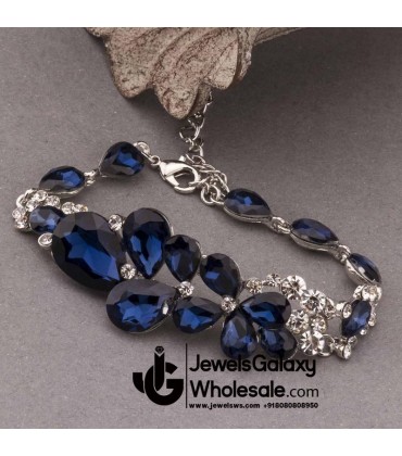 Platinum Plated Sparkling Blue Crystal Bracelet