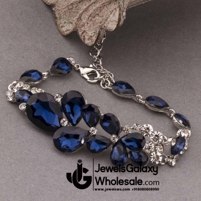 Platinum Plated Sparkling Blue Crystal Bracelet